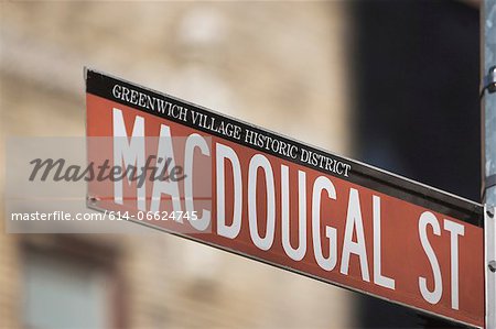 Close up of Macdougal St sign
