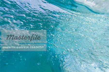 Crashing wave viewed underwater