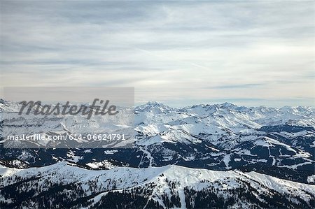 Aerial view of snowy mountains