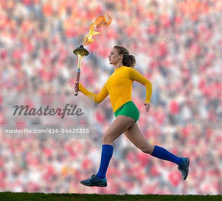 Brazilian runner carrying Olympic torch