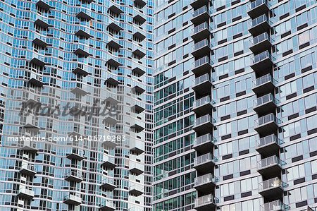 Glass skyscrapers on city street