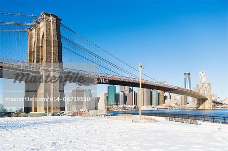 Brooklyn Bridge and snowy park