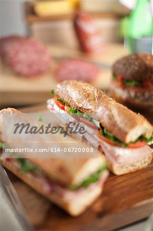 Sandwiches on cutting board