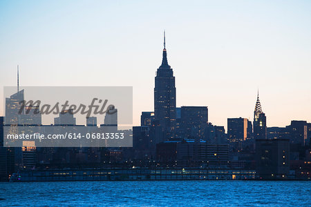 Manhattan skyline at dusk, New York City, USA