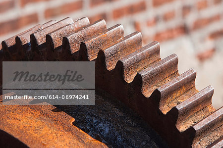 Close up of rusting cogwheel