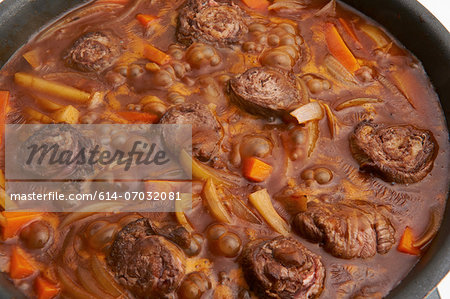 Still life of meat roulades in stew