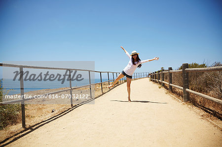 Young woman messing around, Palos Verdes, California, USA