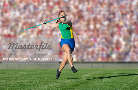 Athlete throwing javelin