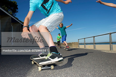 Boys skateboarding