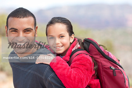 Portrait of father and daughter out hiking, Sedona, Arizona, USA