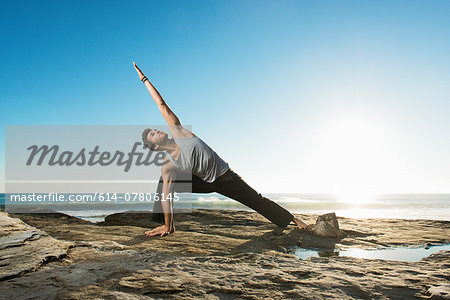 Extended Side Angle Pose - Utthita Parsvakonasana, Windansea beach, La Jolla, California