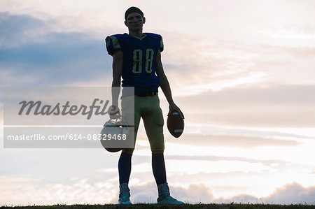 Portrait of young american football player