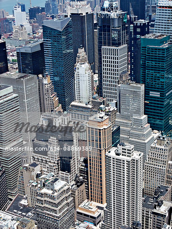 Aerial view of New York skyscrapers - Stock Photo - Masterfile 