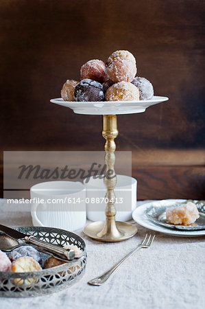 Desserts on ornate plates