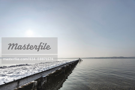 Lake and jetty, Seeshaupt, Bavaria, Germany