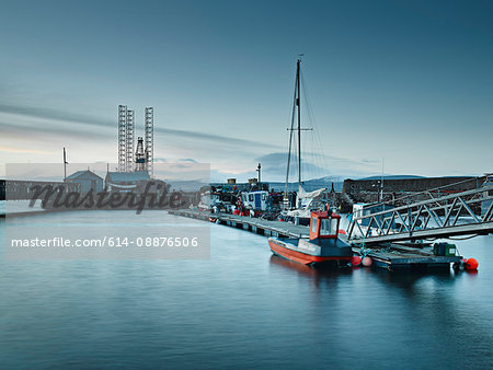 Pier and harbor, Cromarty Firth, Scotland, UK