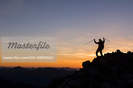 Male hiker on the Sahale Arm, North Cascades National Park, Washington, USA