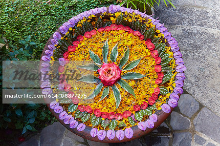 Circular floral arrangement, Gobleg, Bali, Indonesia