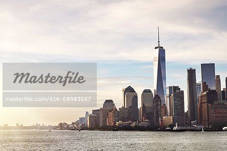 Cityscape and skyline with One World Trade Centre, Lower Manhattan, New York, USA
