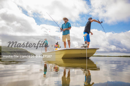 Men fishing in the Gulf of Mexico, Homosassa, Florida, US