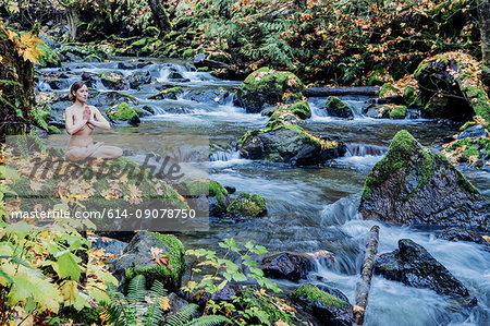 Woman connecting with nature