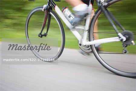 Blurred motion of a cyclist pedaling