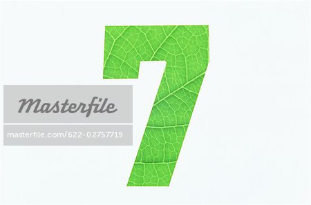 Green Number 7 on White Background