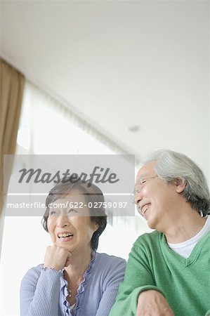 Senior Asian couple smiling  together
