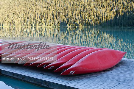 Canoe on Lake Louise in Banff, Alberta, Canada