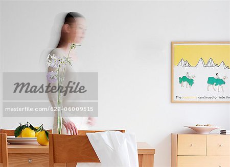 Women Standing By Dining Table, Motion Blur