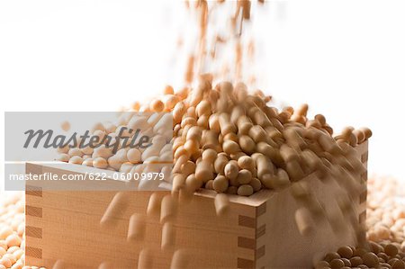 Soybeans Overflowing From Wooden Box