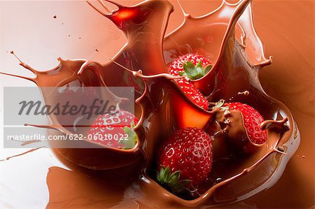 Strawberries And Splashing Chocolate
