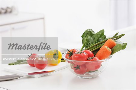 Healthy Vegetable In Glass Bowl