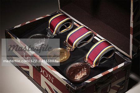 Close Up Of Medals And Briefcase