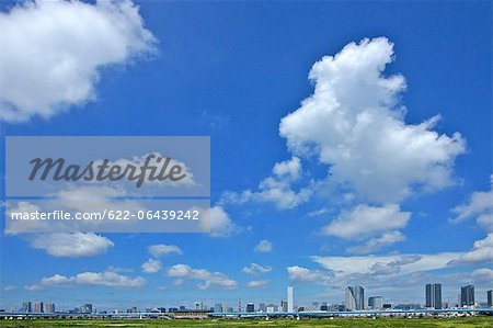 View of Tokyo and blue sky with clouds