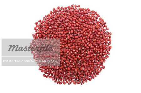 Azuki red beans against white background