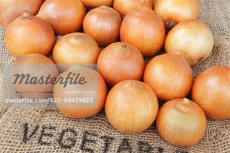 Onions on hemp cloth