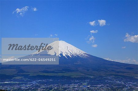 Mount Fuji and blue sky with clouds