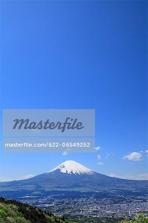 Mount Fuji and blue sky with clouds