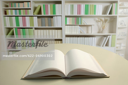 Book and white bookshelf