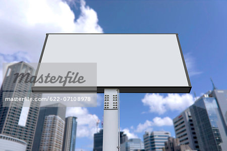 Outdoor sign and cityscape