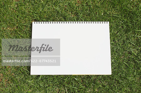 Sketchbook on grass