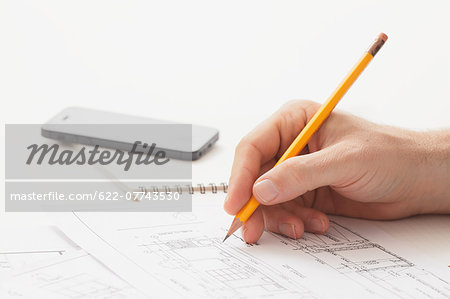 Close up of male hand working in the office