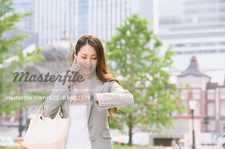 Japanese attractive businesswoman in downtown Tokyo