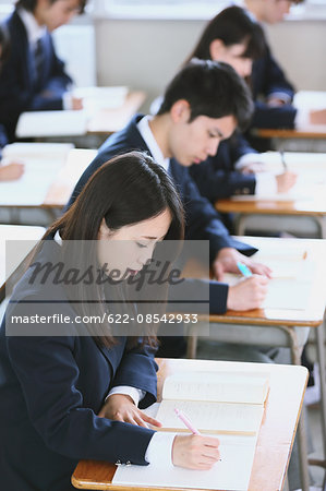 Japanese high-school students during a lesson Japanese high-school students during a lesson