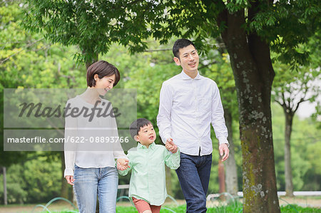 Japanese family in a city park