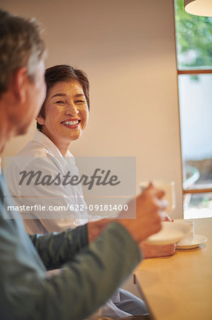 Japanese senior couple dining