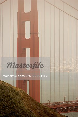 Traffic moving on a bridge, Golden Gate Bridge, San Francisco California, USA