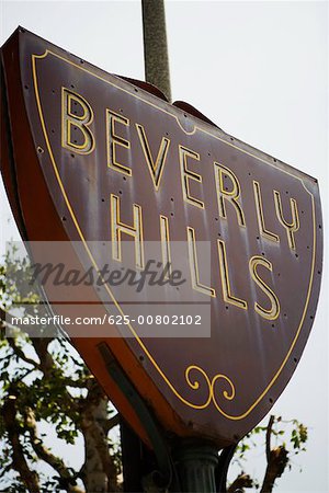 Low angle view of a Beverly Hills sign, Los Angeles, California, USA