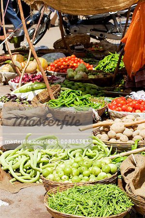 High angle view of vegetables in a market, Pushkar, Rajasthan, India